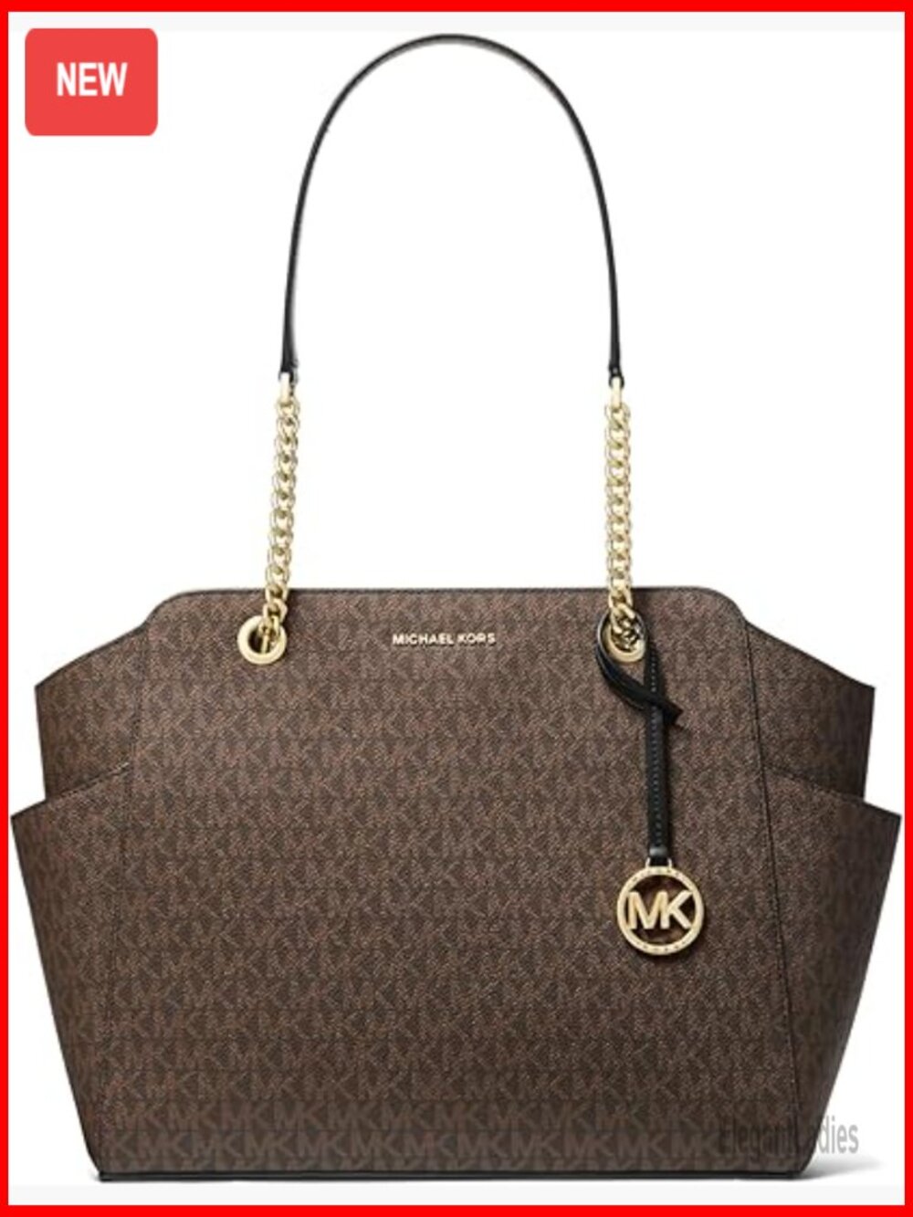 Medium Chain Tote Bag with Signature Canvas and Gold Hardware